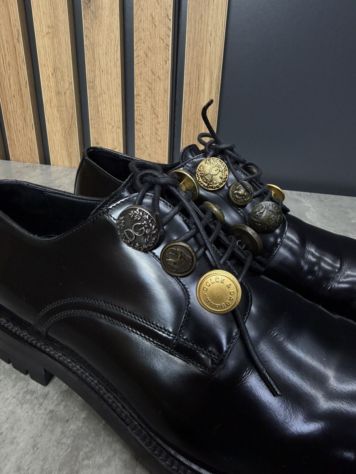 Dolce & Gabbana Dolce & Gabbana Black Leather Derby Shoes Size 9 Size US 10 / EU 43 - 3 Thumbnail