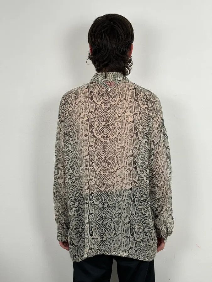 Versace Versace Jeans Grey Python Print Silk Shirt Size US L / EU 52-54 / 3 - 3 Thumbnail