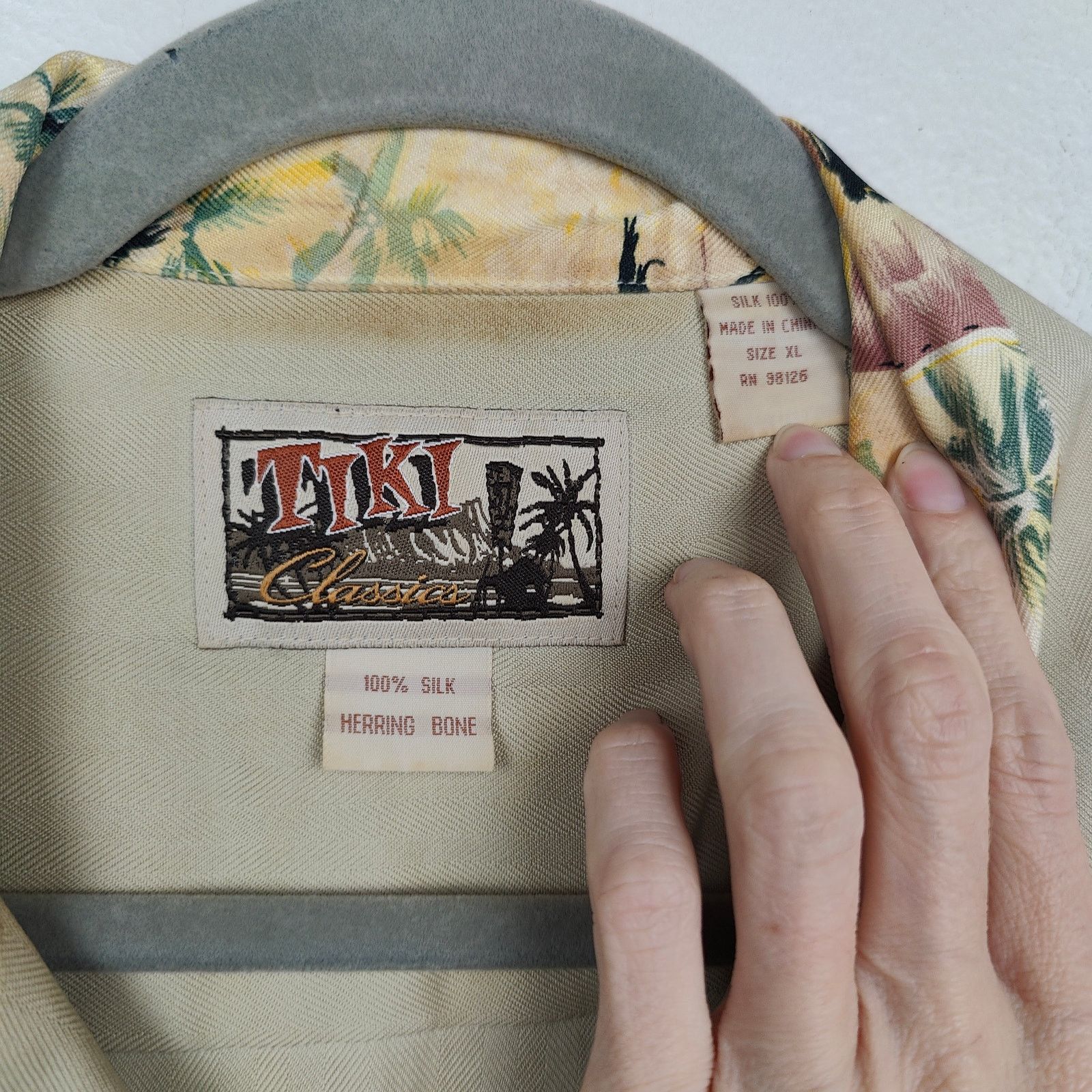 Other Vintage Tiki Classics Silk Hawaiian Shirt Men XL Herringbone Size US XL / EU 56 / 4 - 3 Thumbnail