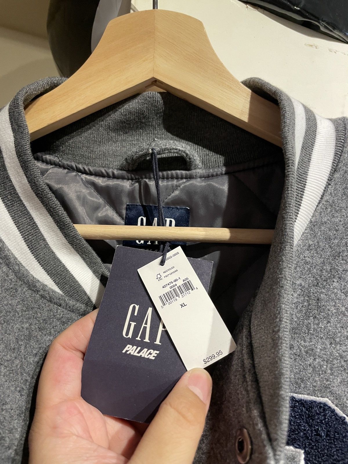 Gap × Palace Palace x Gap Varsity Jacket Grey Size XL Size US XL / EU 56 / 4 - 4 Thumbnail