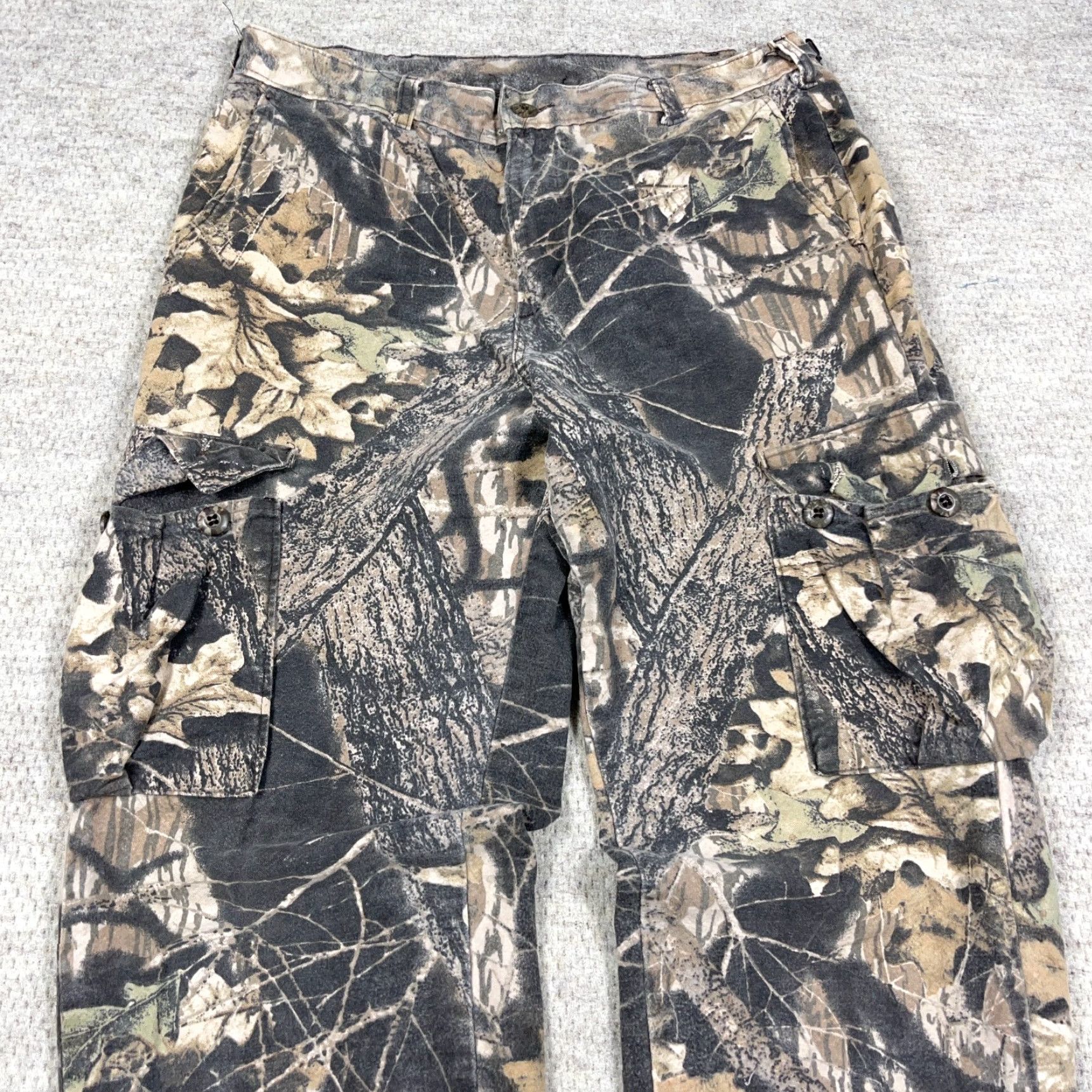 Realtree VINTAGE Realtree Camouflage Cargo Pants Men 34x31 Baggy 90s Chamois USA Cotton Canvas Brown 5-Pocket Design, Cargo, Relaxed, Straight Mens Size US 34 / EU 50 - 3 Thumbnail