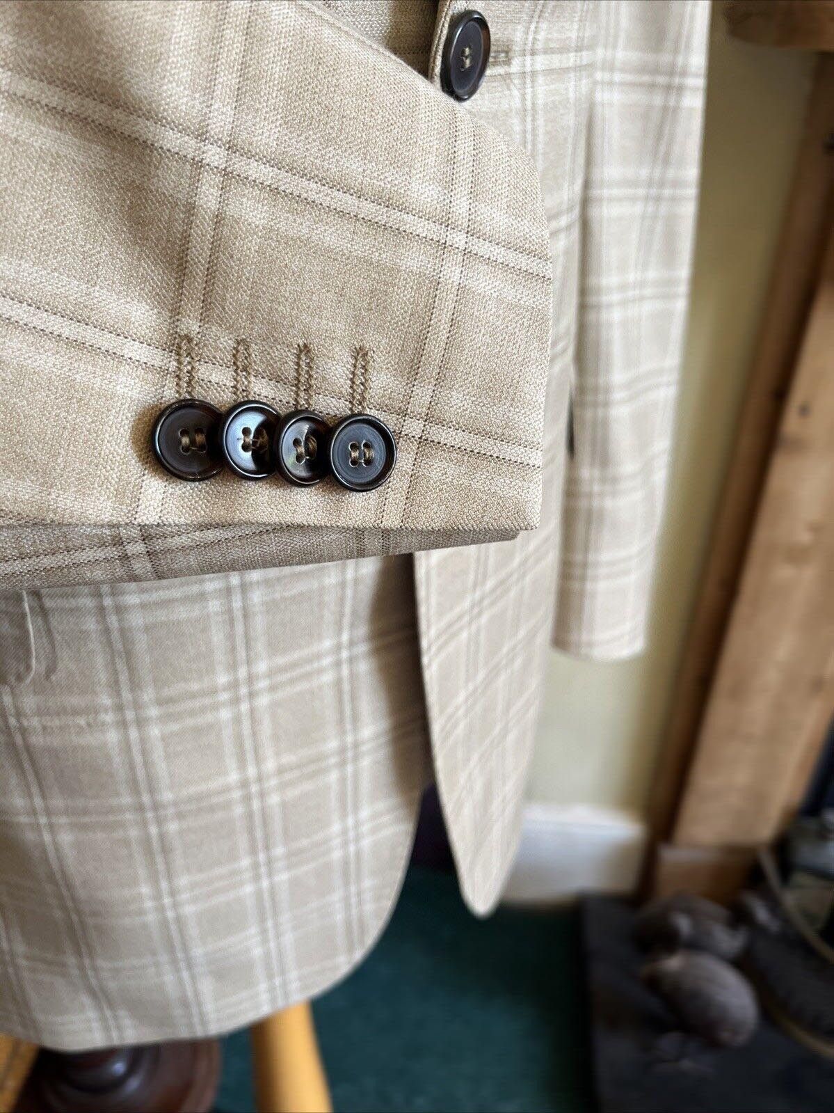 Gieves & Hawkes Gieves & Hawkes beige check blazer Size 40R - 6 Thumbnail