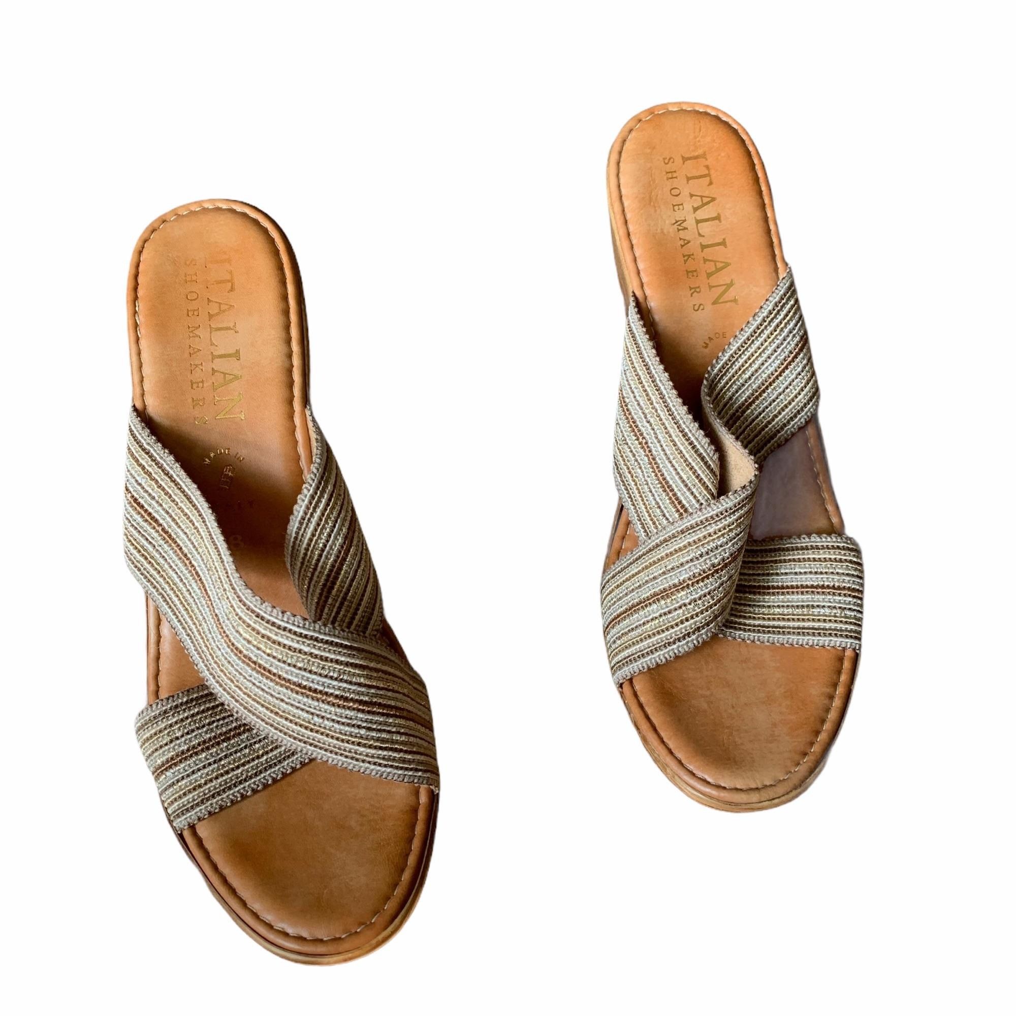 Other Italian Shoemakers Metallic Weave Earthy Boho Wedge Sandals Size US 9 / IT 39 - 2 Thumbnail
