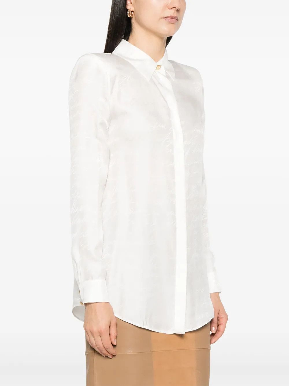 Balmain o1s1wg111225 Jacquard Shirt in White Size L / US 10 / IT 46 - 2 Thumbnail
