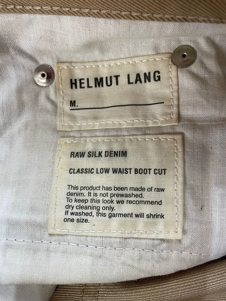HELMUT LANG Silk blended boot cut khaki jeans
