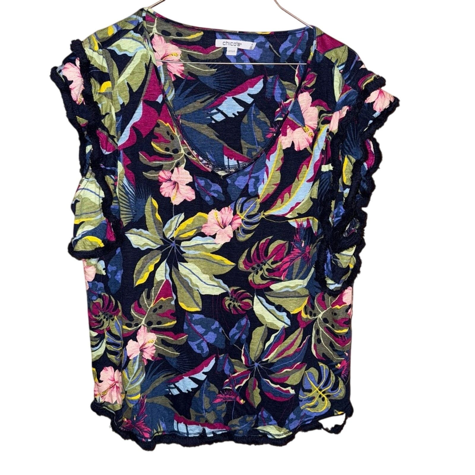 Chicos Chico's Floral Multicolor Women's Top Size XXL / US 16-18 / IT 52-54 - 1 Thumbnail