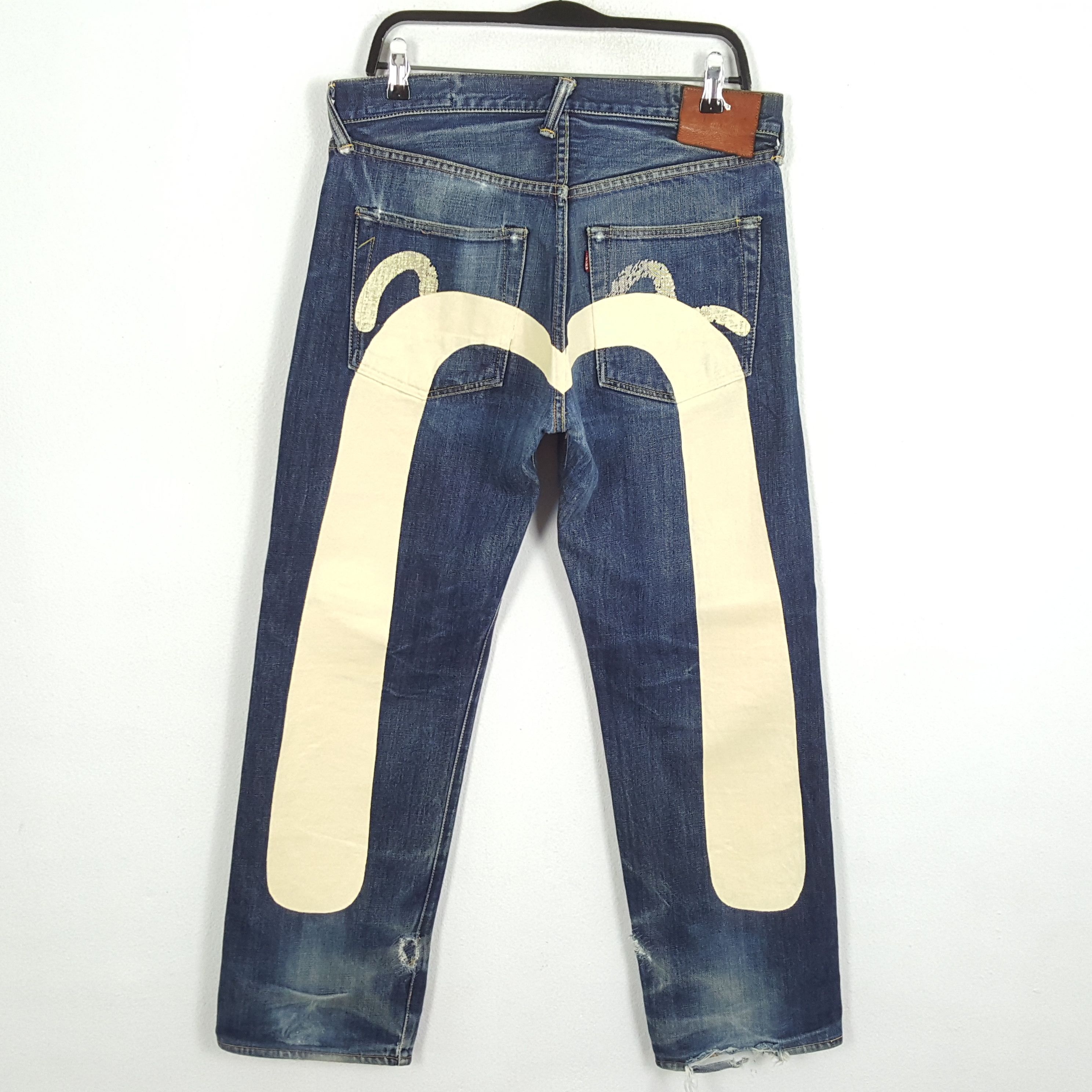 Pre-owned Evisu X Vintage Evisu Streetwear Custom Logo Style Jeans In Blue Jean
