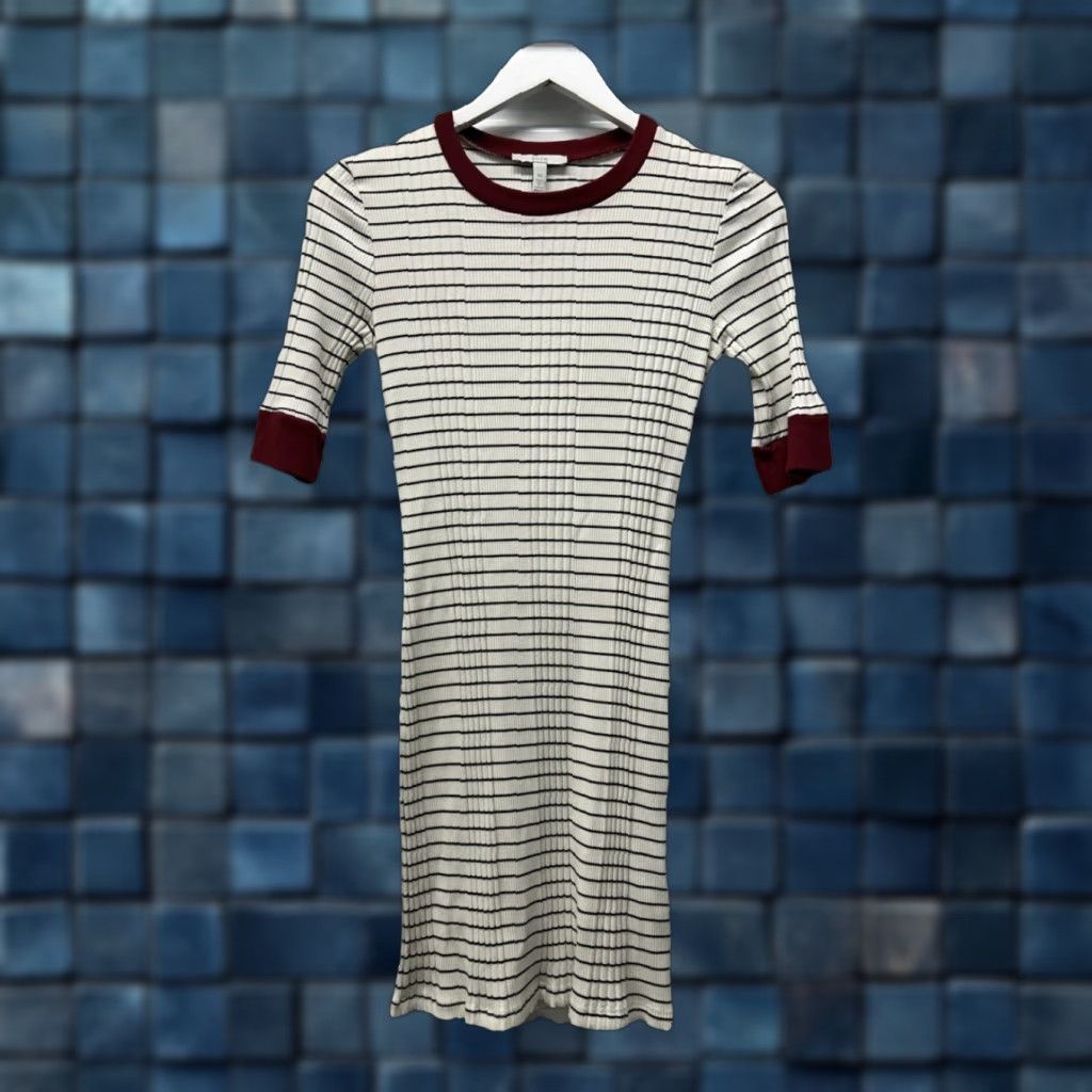 Joie JOIE Women’s Porcelain Cream Viscose Blend Pleated Striped Shift Dress XS Women Dress Size XS / US 0-2 / IT 36-38 - 1 Thumbnail