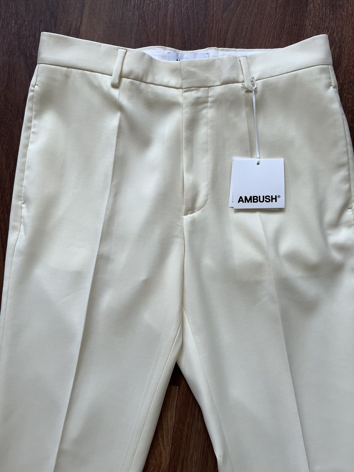 Ambush Design $1K ivory wool trousers/pants, IT50/US34, made in Italy Size US 34 / EU 50 - 2 Thumbnail