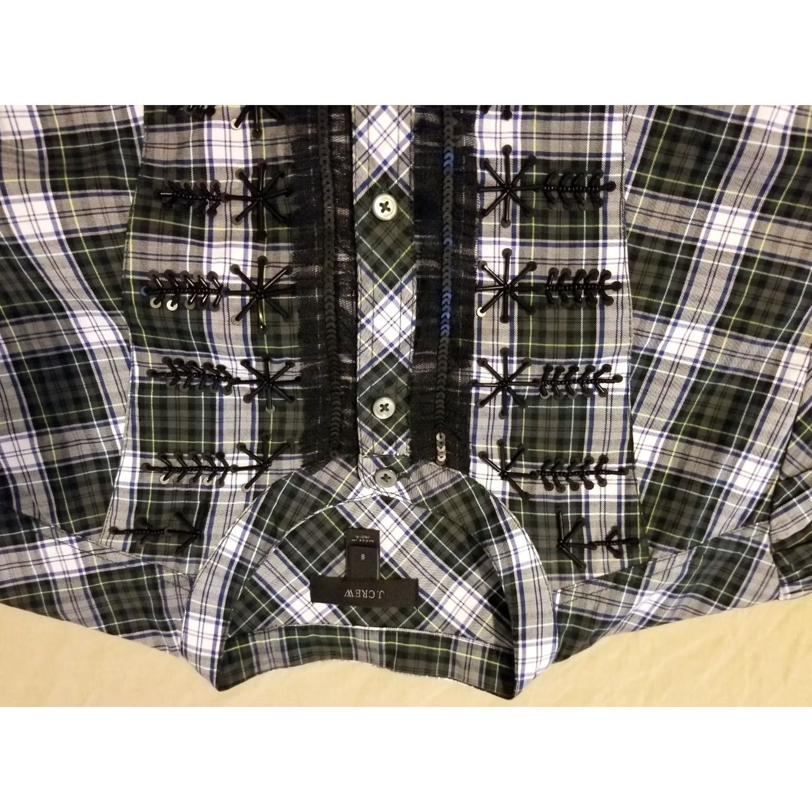 J.Crew Womens J. Crew Dress Shirt Blouse 8 Cotton Green Plaid Tartan Button Shirt Womens Size M / US 6-8 / IT 42-44 - 2 Thumbnail
