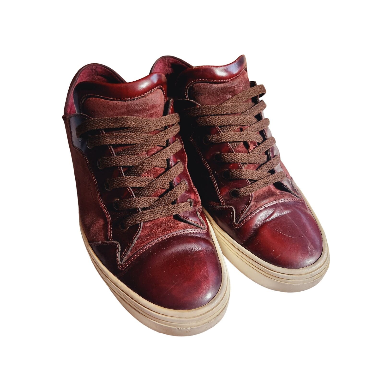 Salvatore Ferragamo Salvatore Ferragamo Sneakers Deep Burgundy Red Leather 12 US Size US 12 / EU 45 - 1 Thumbnail