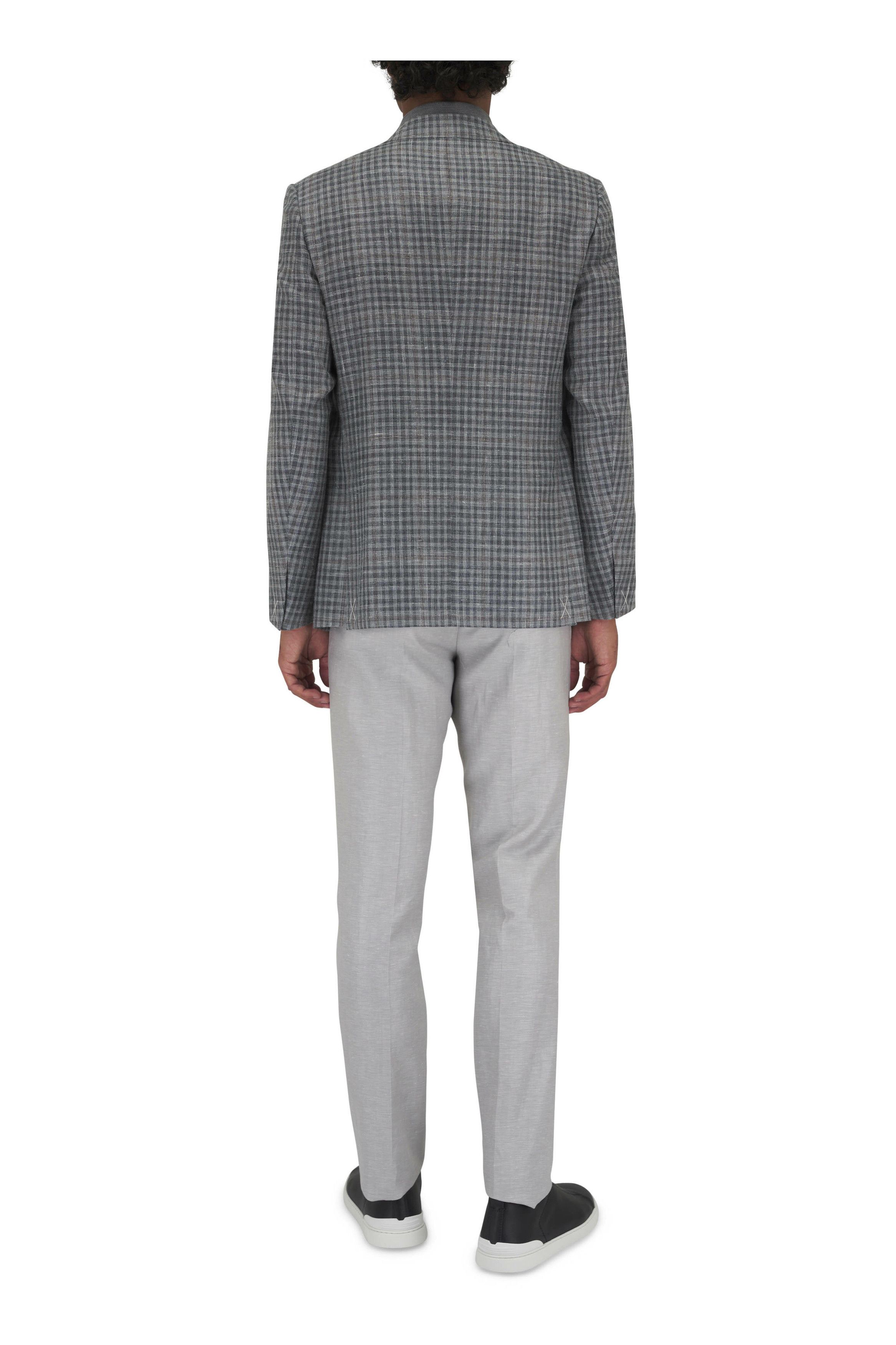 Z Zegna o1mtch0225 Check Sportcoat in Grey/Brown Size US L / EU 52-54 / 3 - 4 Thumbnail