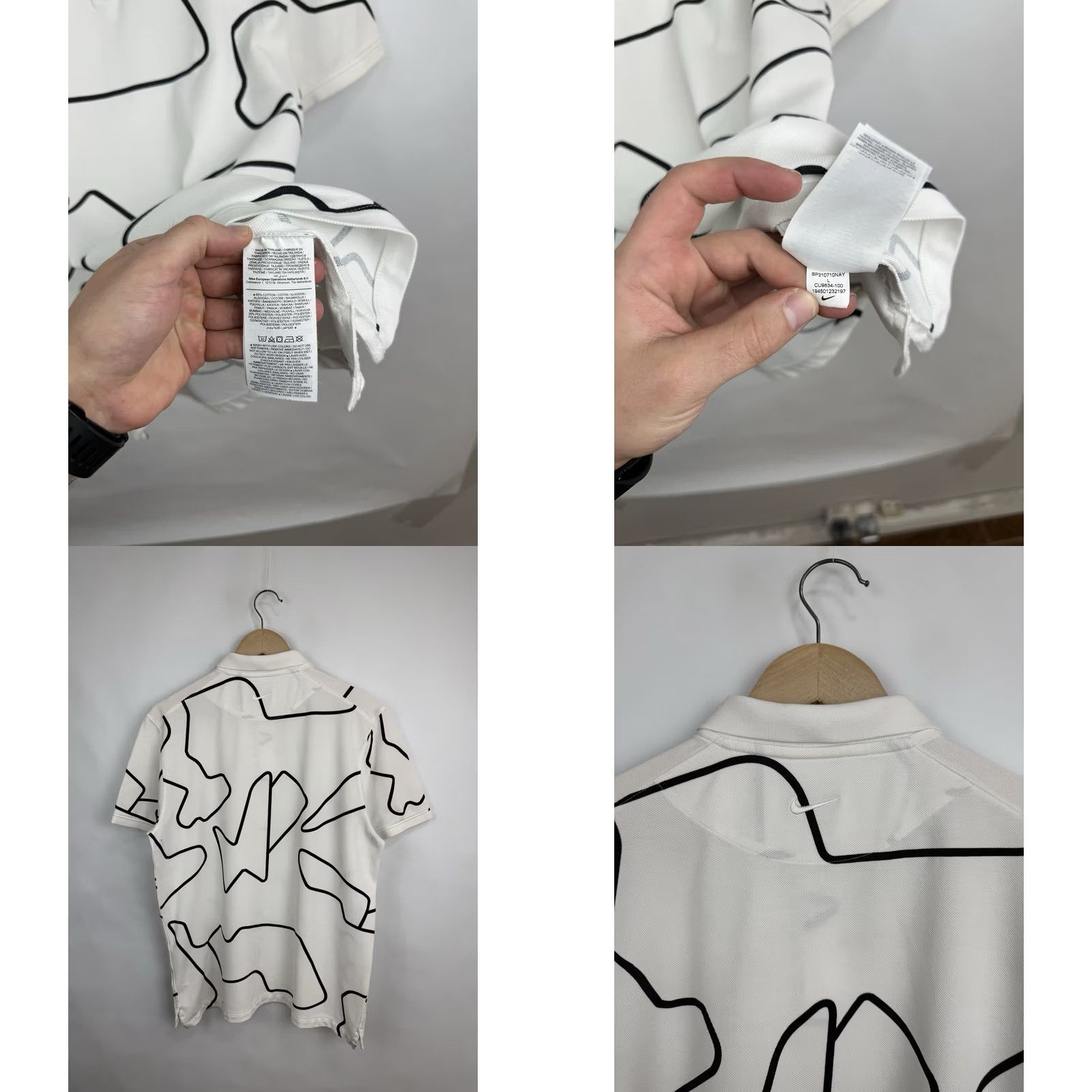 Nike VINTAGE Nike Shirt Mens L White Tennis Abstract Polo Dri FIT Y2K Rare Size Size US L / EU 52-54 / 3 - 8 Thumbnail