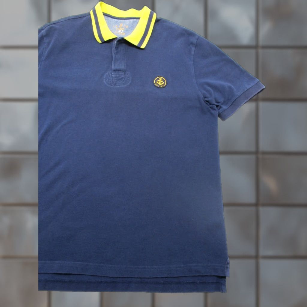 Chaps Chaps Polo Shirt Mens XL Blue Yellow Cotton Short Sleeve Anchor Logo Golf Rugby Shirt Size US XL / EU 56 / 4 - 1 Thumbnail