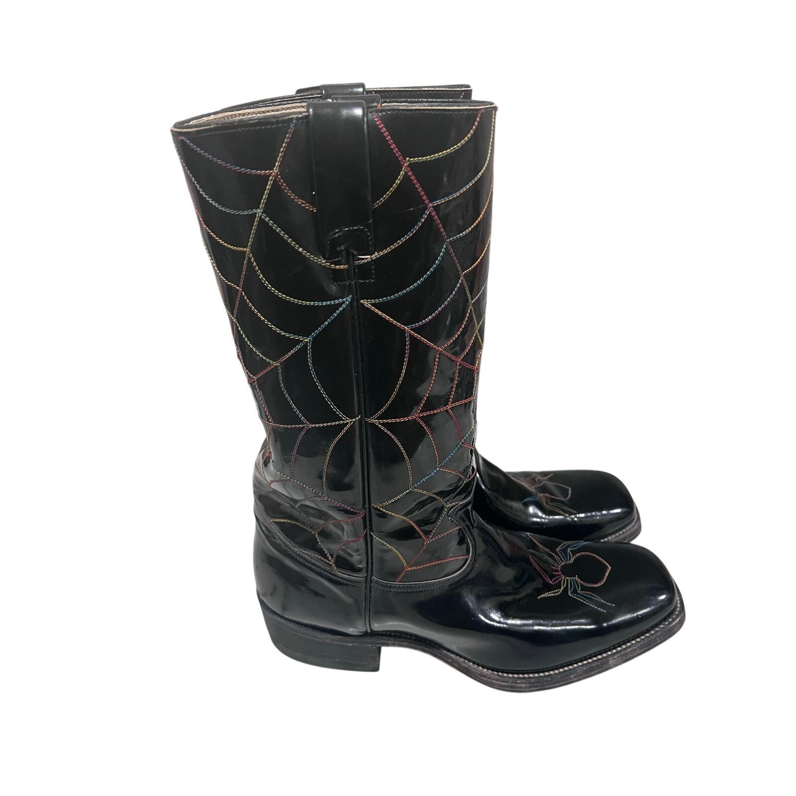 Other Justin Vaquero Patent Leather Cowboy Boot Spider 10D Rare Size US 10.5 / EU 43-44 - 4 Thumbnail