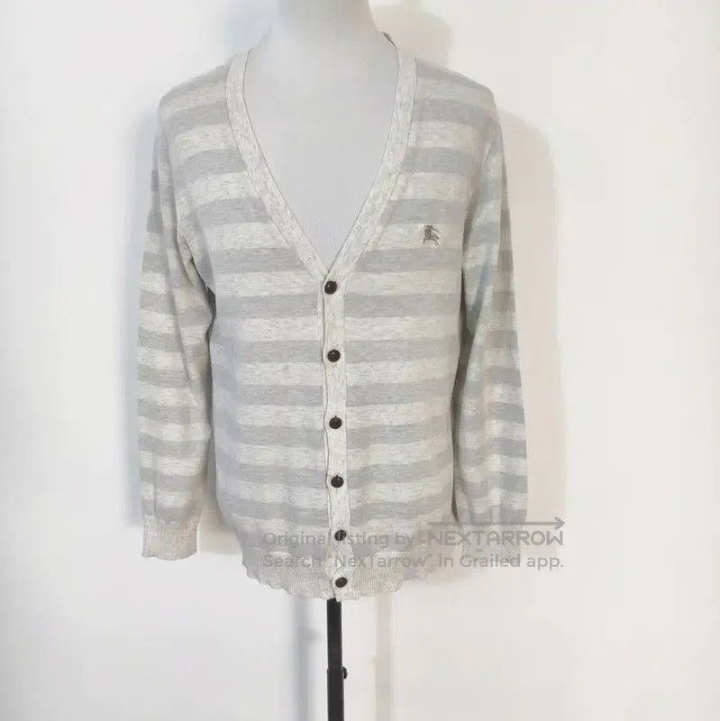 Burberry Burberry Gray Cotton Stripe Long Sleeve Cardigan. Size US L / EU 52-54 / 3 - 1 Thumbnail