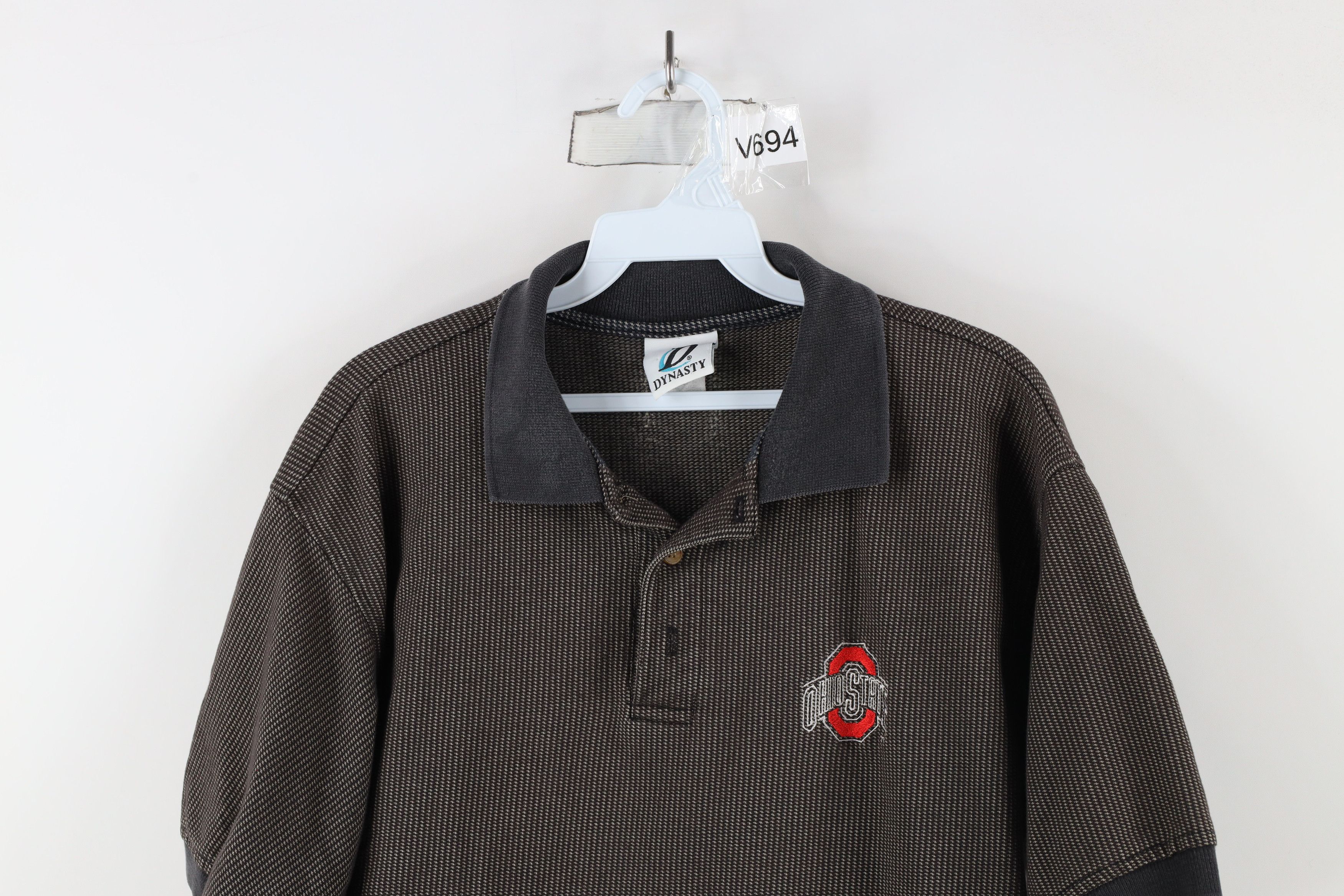Vintage Vintage 90s Spell Out Ohio State University Knit Polo Shirt Size US L / EU 52-54 / 3 - 2 Thumbnail