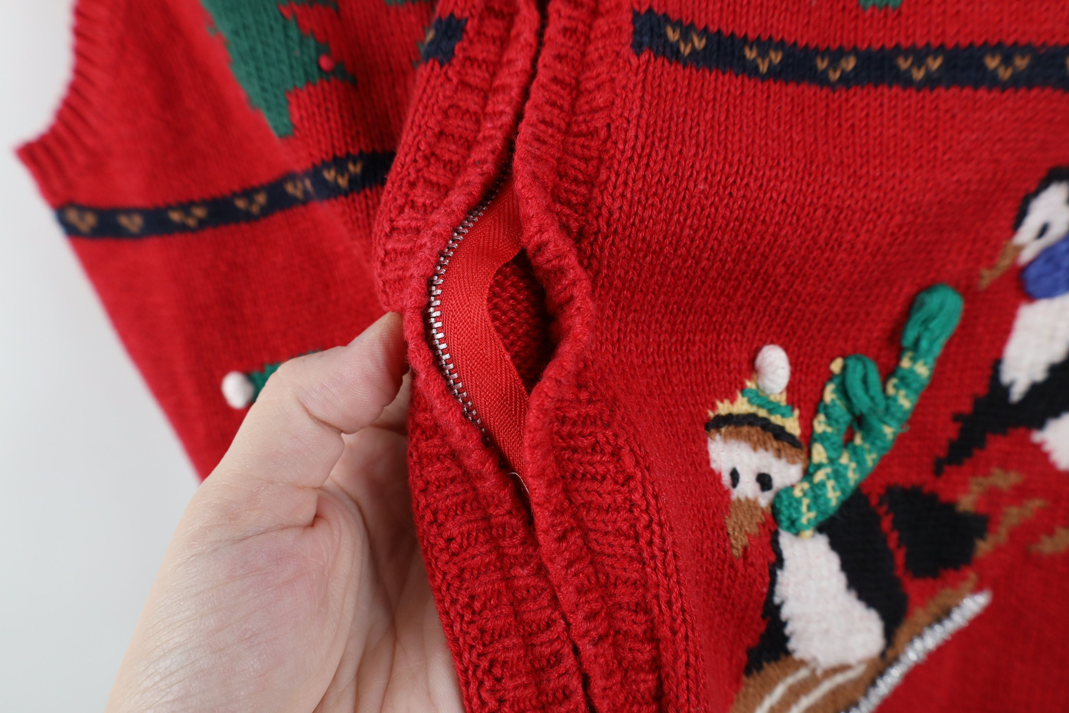 Vintage Vintage 90s Streetwear Penguin Knit Zip Sweater Vest Size XL / US 12-14 / IT 48-50 - 5 Thumbnail