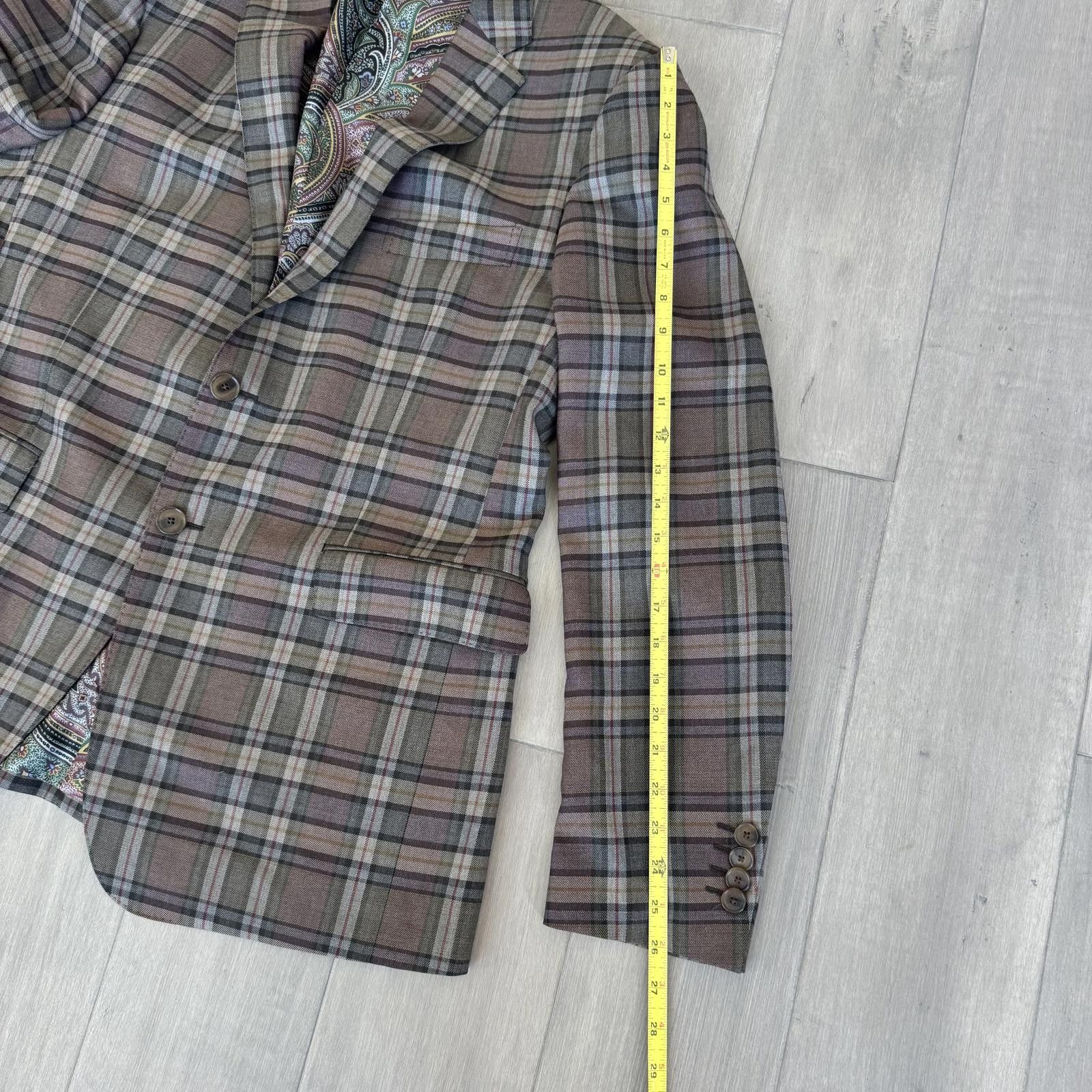 Etro Etro 54 Men's Wool Plaid Blazer | Paisley Lining Size 44R - 8 Thumbnail