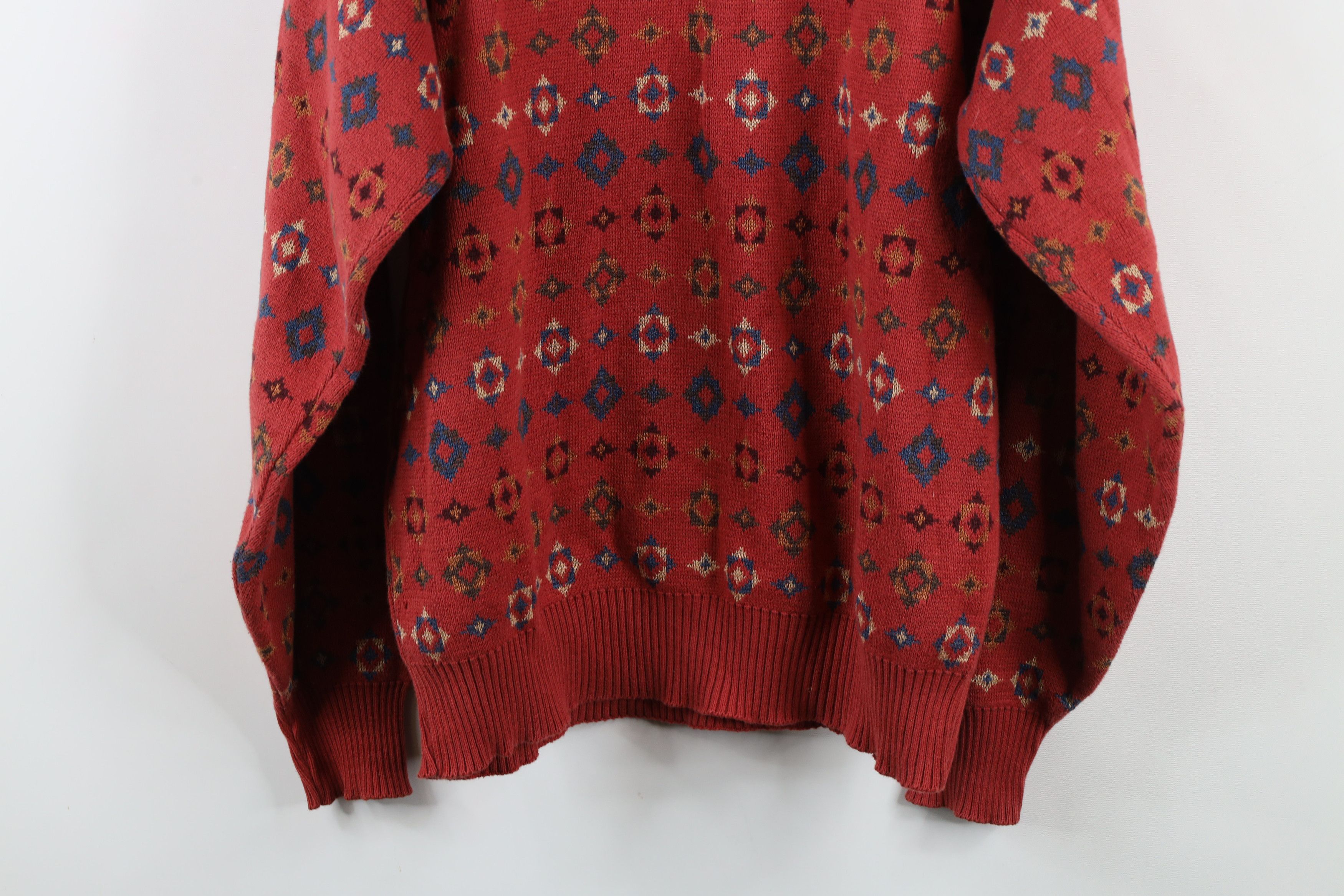 Vintage Vintage 90s Streetwear Geometric Cotton Crewneck Sweater USA Size US L / EU 52-54 / 3 - 12 Thumbnail