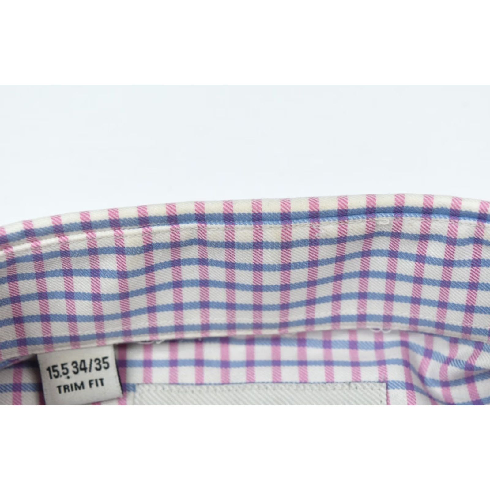 Pinko Twillory Shirt Pink Plaid Long Sleeve Cotton Button-Up Dress Shirt Mens 15.5 15.5in Slim Batched Collar Spread Barrel Cuff Size US M / EU 48-50 / 2 - 7 Thumbnail