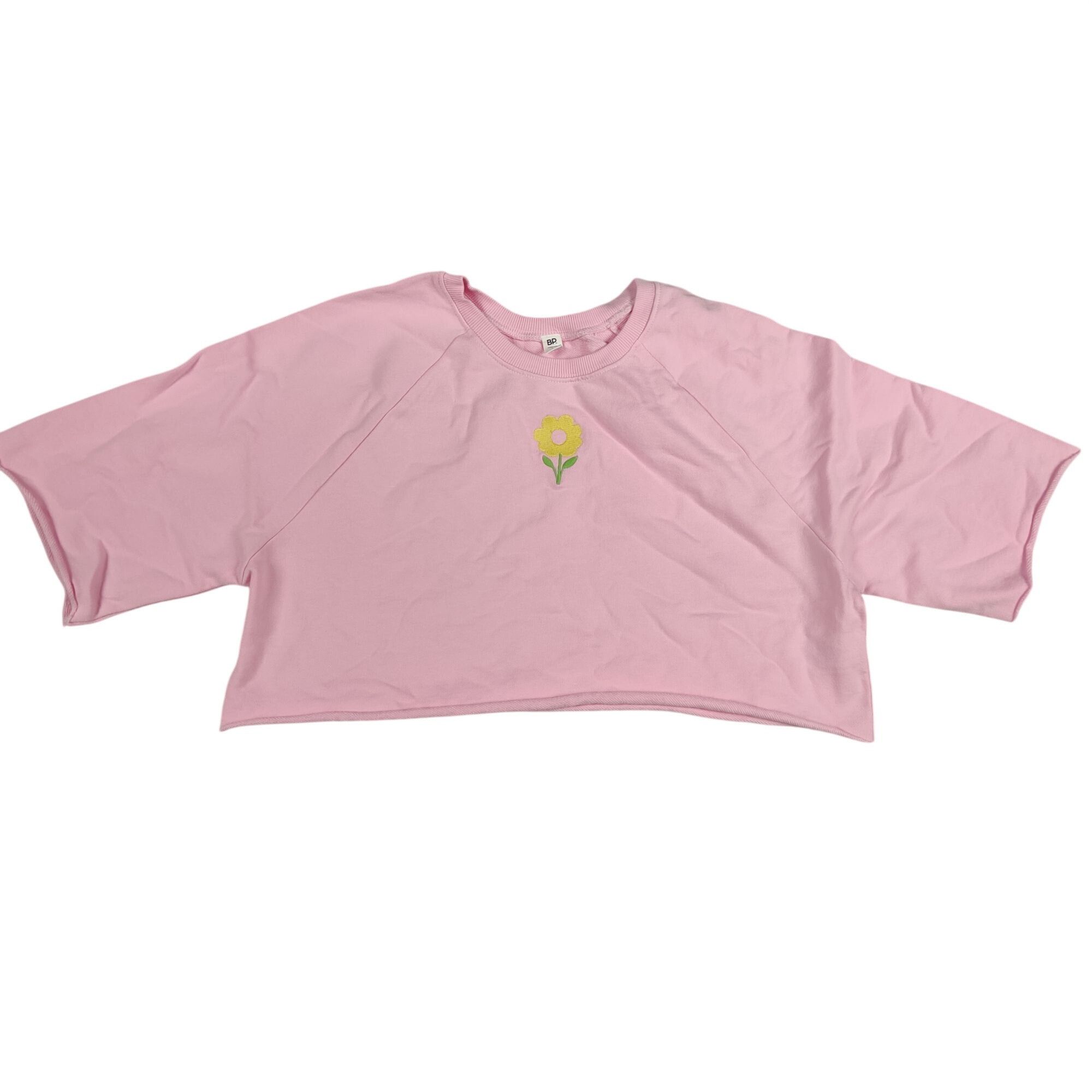 BP. BP. Organic Cotton Crop Sweatshirt L Pink Embroidered Barbie Size L / US 10 / IT 46 - 12 Thumbnail