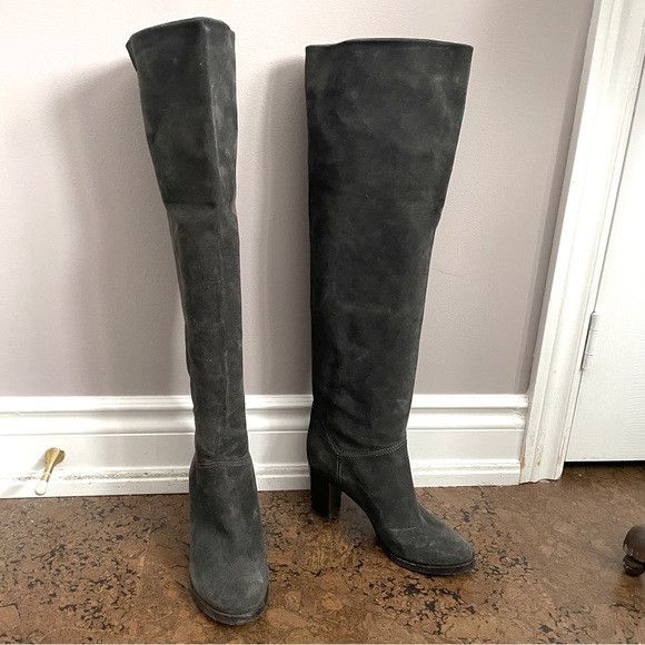 10 Corso Como Gray Suede Over The Knee Heeled Boots - 36 / 5.5-6US ​🇮🇹 Size US 6 / IT 36 - 9 Thumbnail