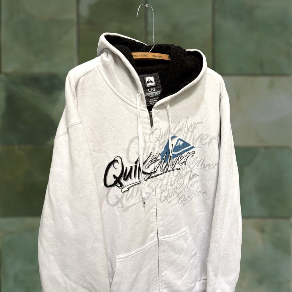 Quiksilver VINTAGE Quiksilver Hoodie Shirt Men’s L White Cotton Zip Surfing 90s? Size US L / EU 52-54 / 3 - 1 Thumbnail