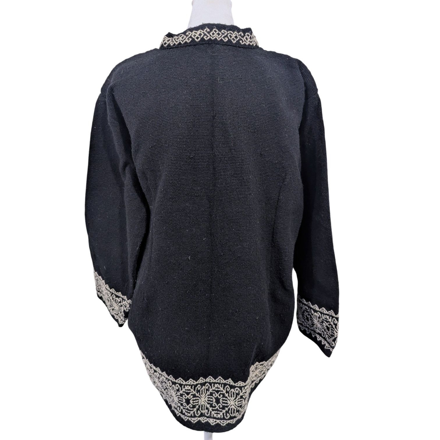 Other Handmade Embroidered Black White Traditional Mexican Jacket Size US XL / EU 56 / 4 - 3 Thumbnail