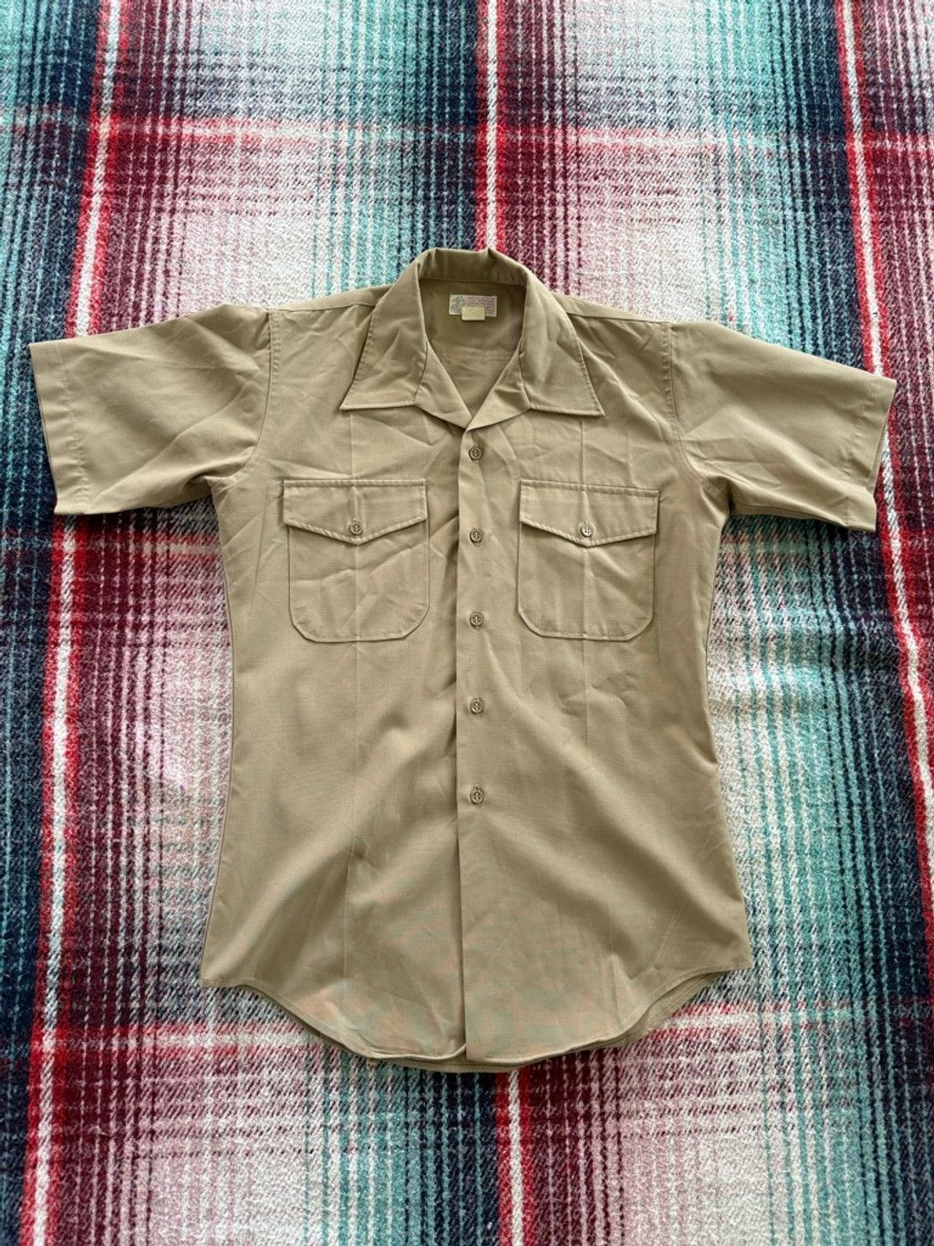 Vintage Vintage 70s USMC Tan CPO Military Short Sleeve Officer’s Shi Size US M / EU 48-50 / 2 - 1 Thumbnail