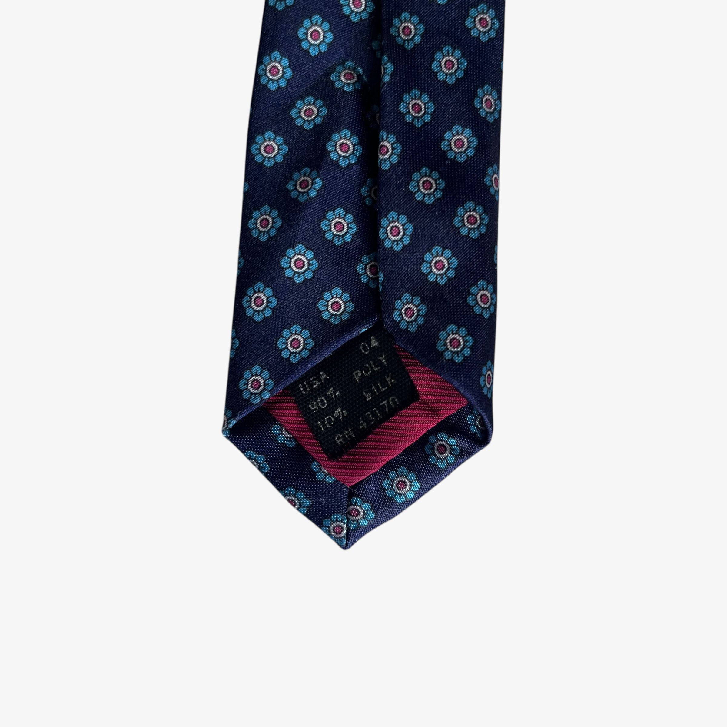 Van Heusen Vintage 90s Van Heusen Abstract Floral Print Blue Silk Tie Size ONE SIZE - 3 Thumbnail