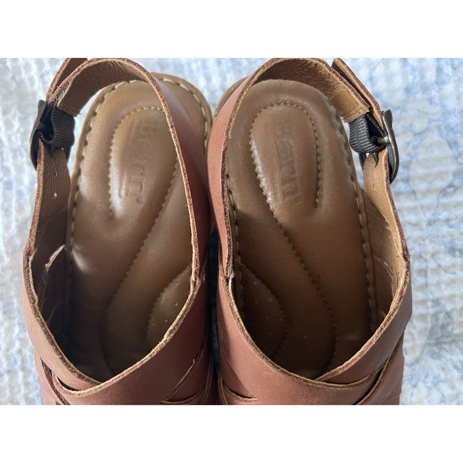 Born Born Cork Platform Laila Brown Leather Woven Wedge 7 EUC Size US 7 / IT 37 - 7 Thumbnail