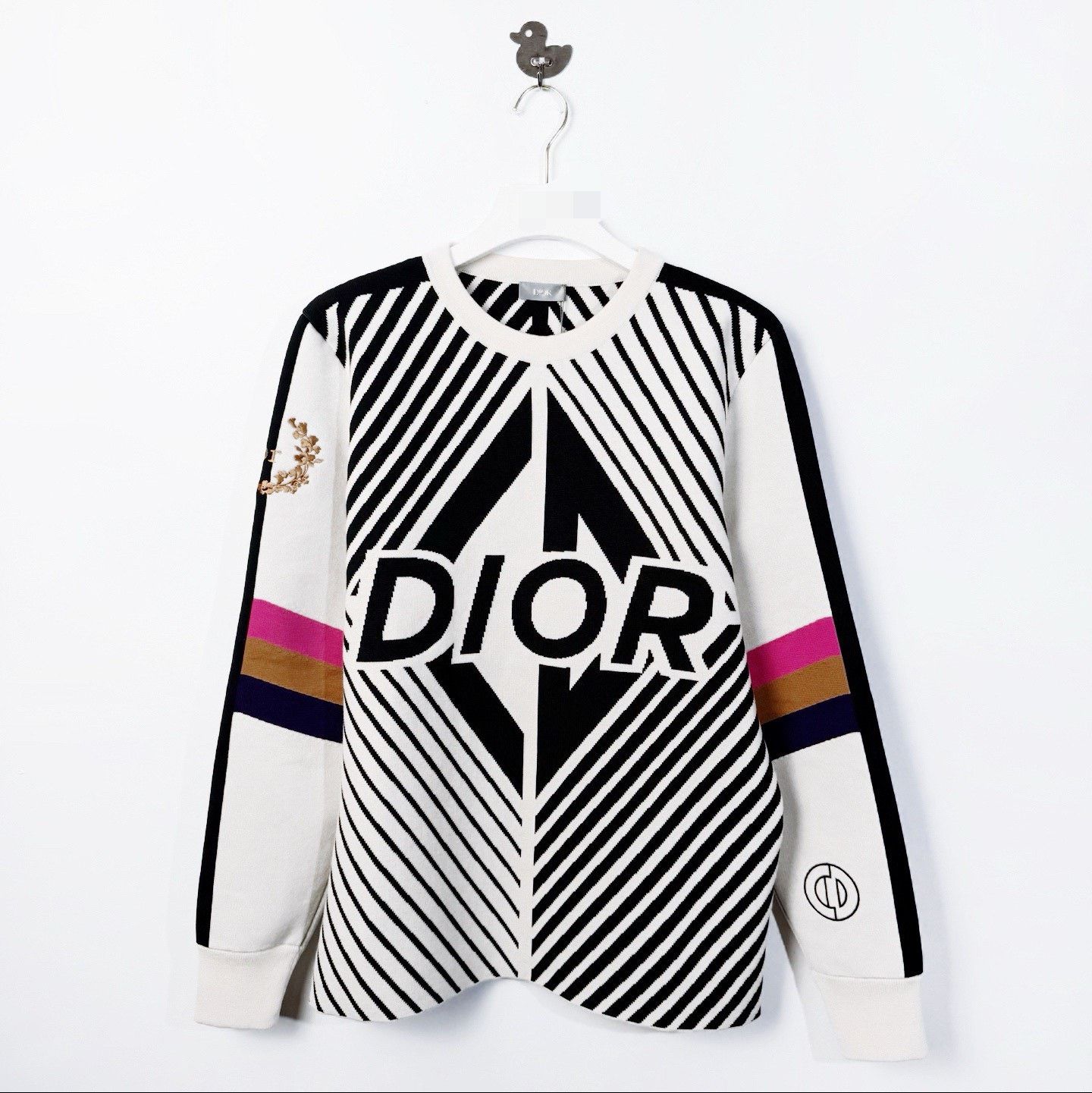 Dior Dior Retro Striped White Sweater L Women Size L / US 10 / IT 46 - 1 Thumbnail