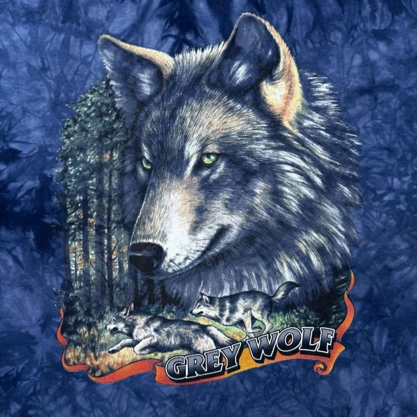 Delta VINTAGE Delta T-Shirt Mens XL Blue Tie Dye Grey Wolf Graphic Cotton 1990s Size US XL / EU 56 / 4 - 4 Thumbnail
