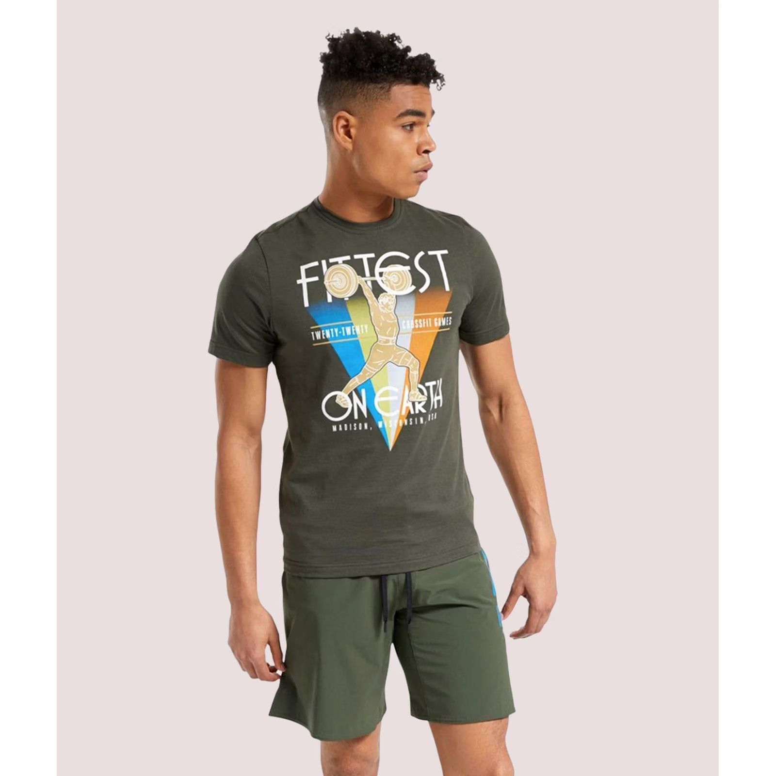 Reebok VINTAGE Reebok Mens CrossFit Fittest On Earth Madison Graphic T-Shirt, popgrn, M Size US M / EU 48-50 / 2 - 1 Preview
