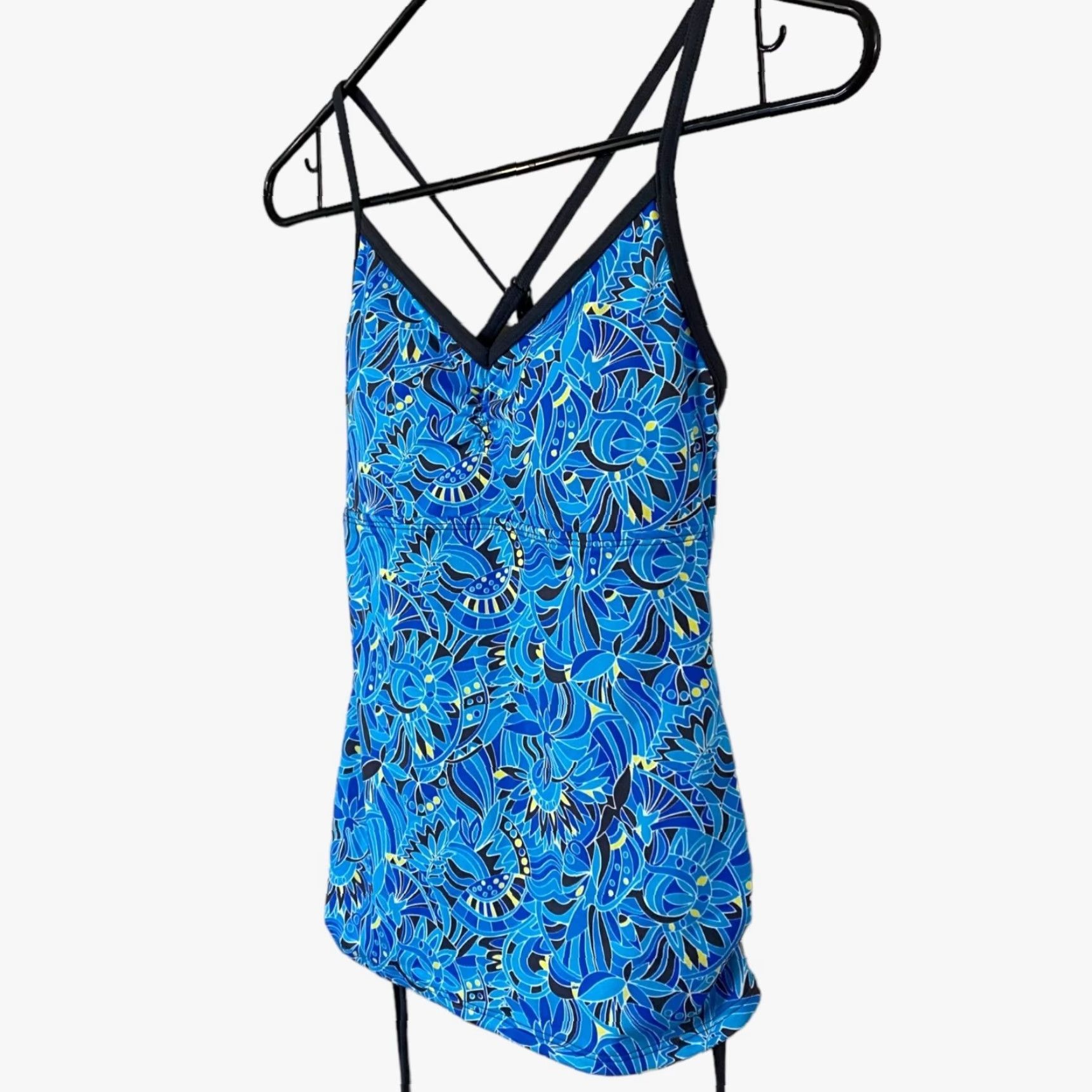 Vintage L.L. Bean Tankini Top Women Adult Size 4 Blue Floral UPF-50 Beach Swim Top Womens Size S / US 4 / IT 40 - 2 Thumbnail