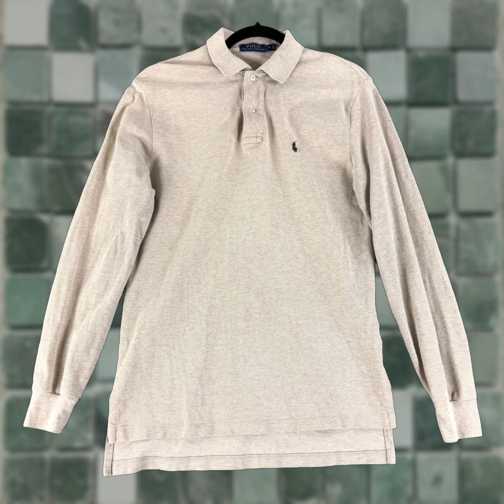 Polo Ralph Lauren Polo Ralph Lauren Polo Shirt Mens Small Beige Long Sleeve 100% Cotton Casual Size US S / EU 44-46 / 1 - 1 Thumbnail