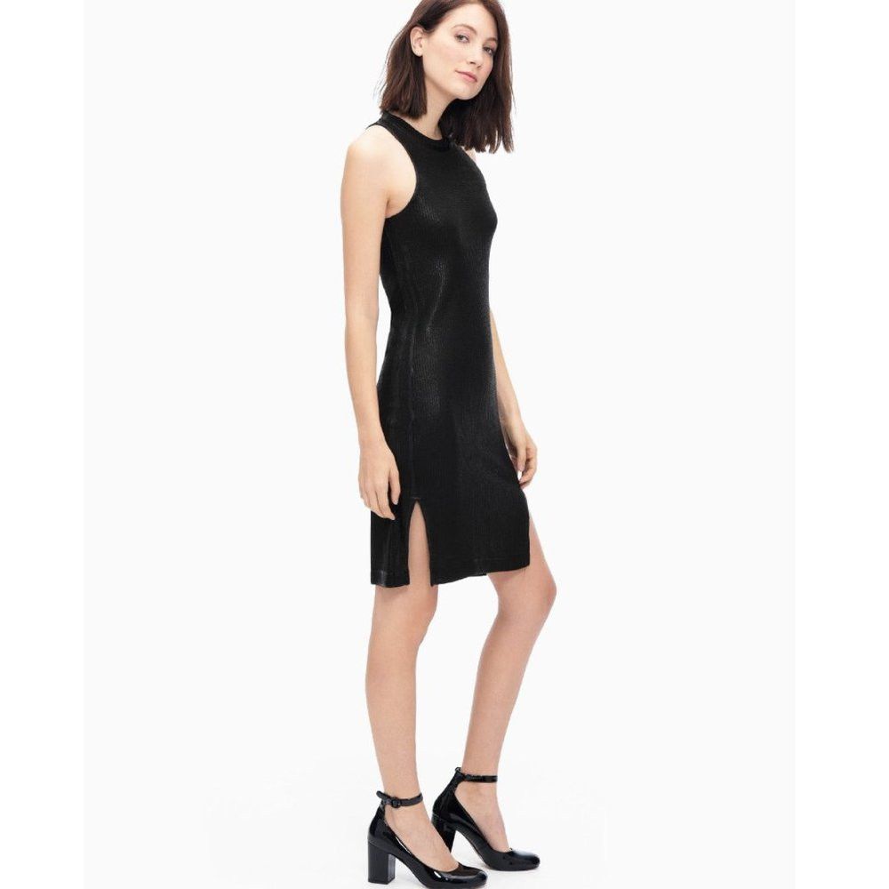Splendid NWT New $138 Splendid Astor Metallic Coated Knit Dress Blac Size M / US 6-8 / IT 42-44 - 2 Thumbnail