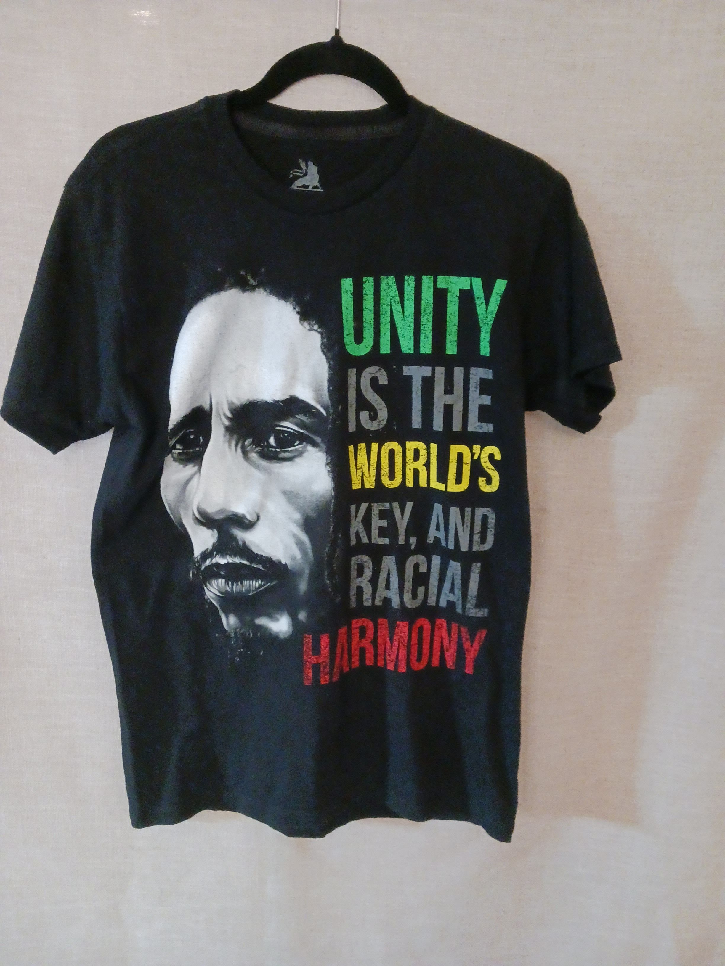 ZION BOB MARLEY Bob Marley Band T-shirt Band T Men's L size cotton black type Vintage Second Hand