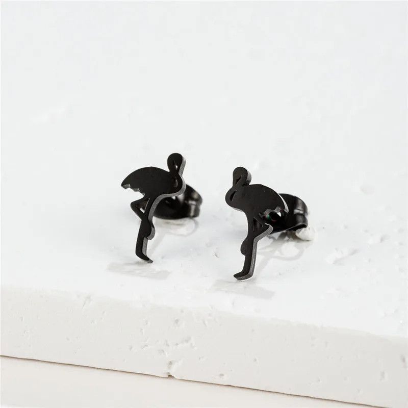 Jewelry Flamingo Bird Mini Stud Earrings Charm Earring Gift Size ONE SIZE - 1 Preview