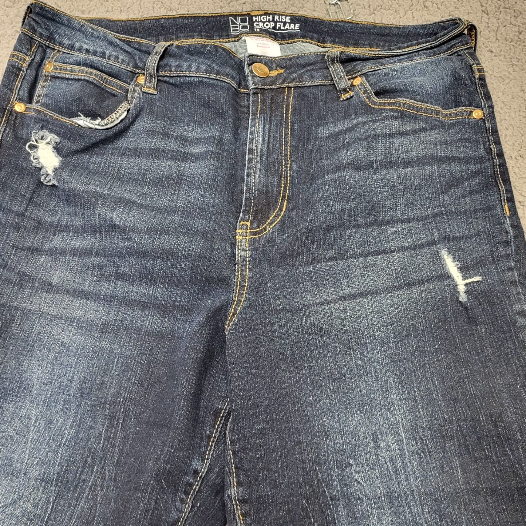 Vintage NOBO No Boundaries Jeans Women Size 15 Distressed Crop Flare High Rise Raw Hem Size 36" / US 14 / IT 50 - 4 Thumbnail