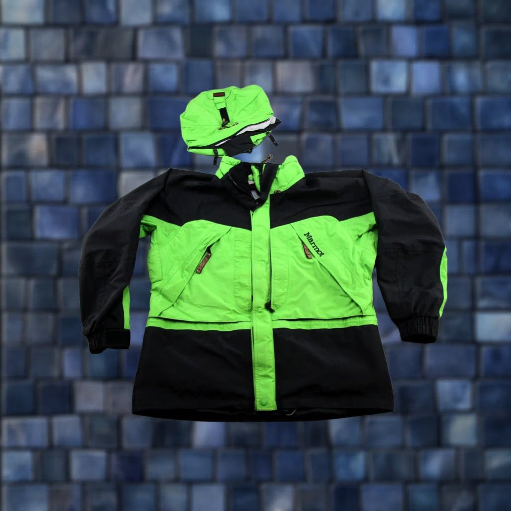 Marmot VINTAGE Marmot Jacket Gore Tex Shell Parka Green Men’s Size L Hooded Water Resistant Regular Size US L / EU 52-54 / 3 - 1 Thumbnail