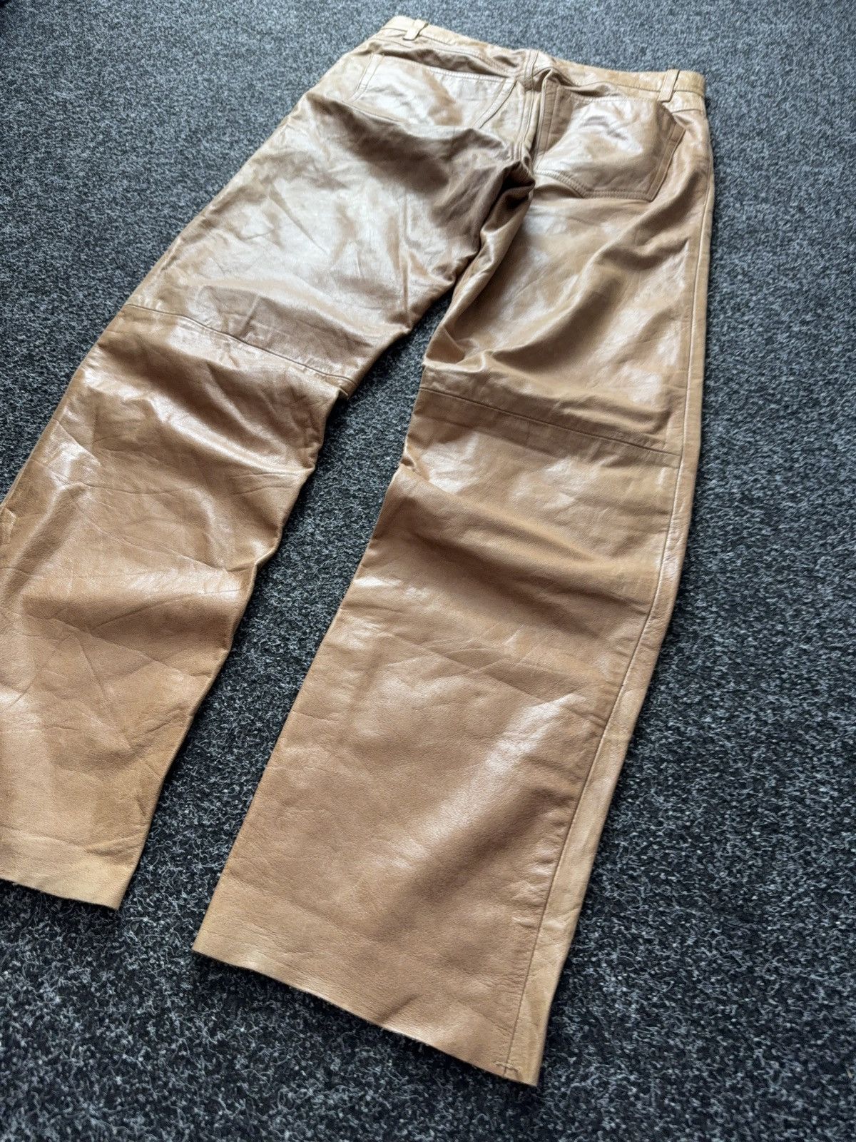 Genuine Leather 00s Leather Biker MOTO Rock Punk Cowboy Chrome Style Pants Size US 31 - 14 Thumbnail