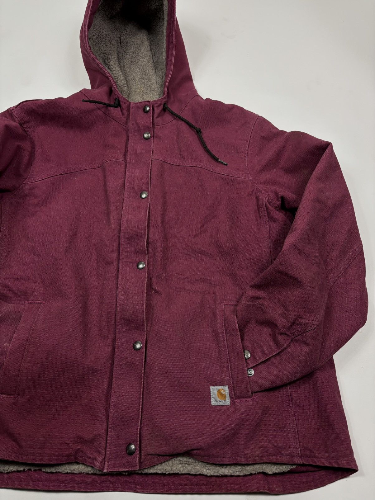 Vintage 1990s Carhartt Berkley Hooded Sherpa Jacket – Wine