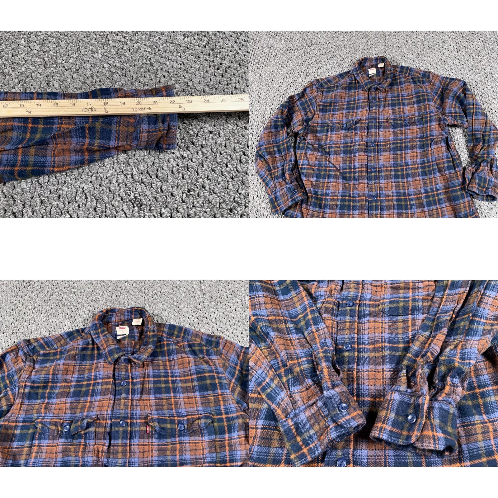 Levi's Levi's Relaxed Fit Flannel Shirt Adult 2XL Brown Blue Plaid Heavyweight Grunge 90s Mens Size US XXL / EU 58 / 5 - 8 Thumbnail