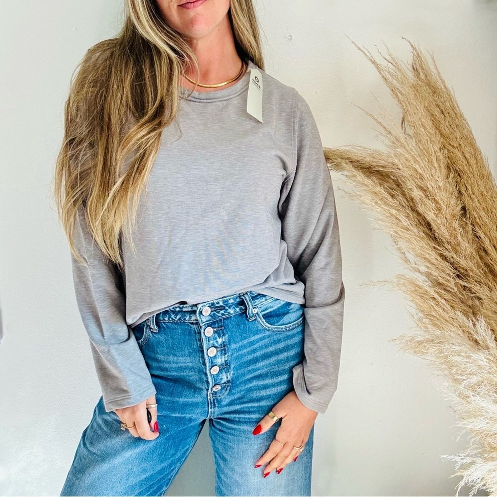 Nordstrom NEW MONO B Grey Lounge Pullover $88 Sweater Sweatshirt Top L Size L / US 10 / IT 46 - 1 Thumbnail