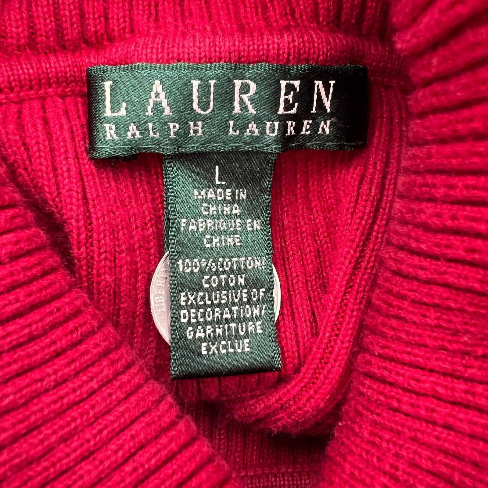 Lauren Ralph Lauren Lauren Ralph Lauren Ribbed Knit Turtleneck Sweater Size L / US 10 / IT 46 - 3 Thumbnail