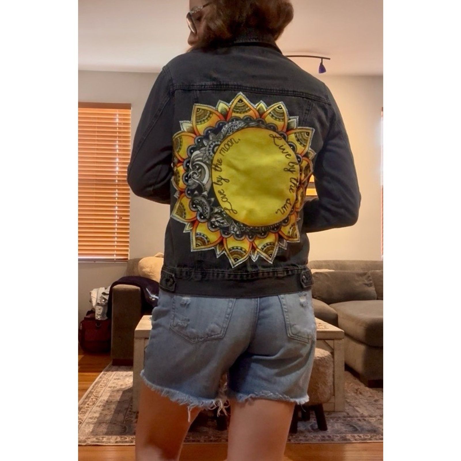 Forever 21 LOVE MOON LIVE SUN Upcycled Retro Vintage Boho Denim Jacket Size S / US 4 / IT 40 - 1 Thumbnail