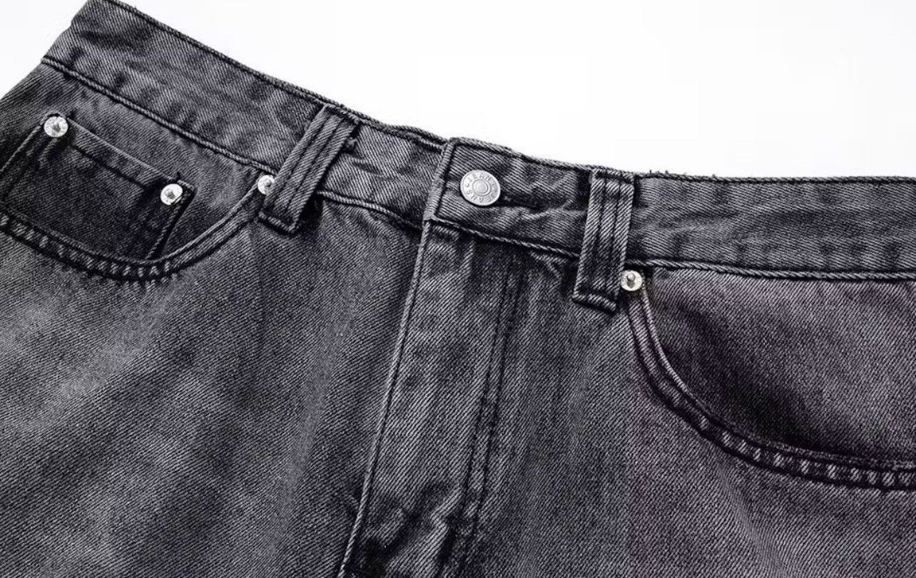 Japanese Brand Black Washed Damage Baggy jeans Size US 34 / EU 50 - 4 Thumbnail
