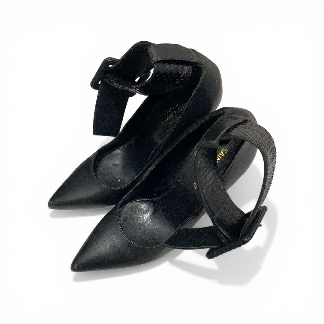 Saint Laurent Paris Saint Laurent Paris Escarpin Black Pyhton Straps Heels Size US 8 / IT 38 - 1 Thumbnail